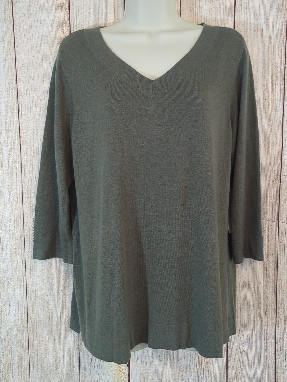 Chico's Green   V-Neck Cashmere Blend Dolman Sleeve Sweaters Sz 2  New
